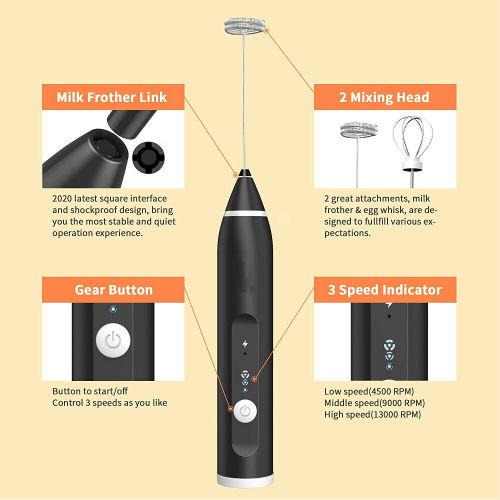 3-speed handheld electric egg beater and coffee frother