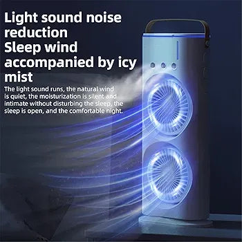Portable desktop humidifier fan with double spray nozzles