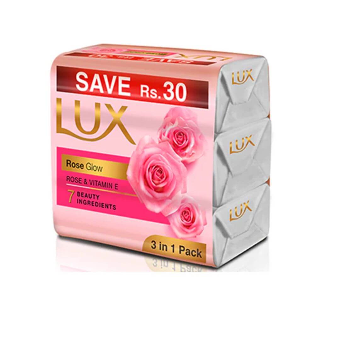 Lux Pink  Rose Glow Rose & Vitamin E (3 in 1) 128 gm