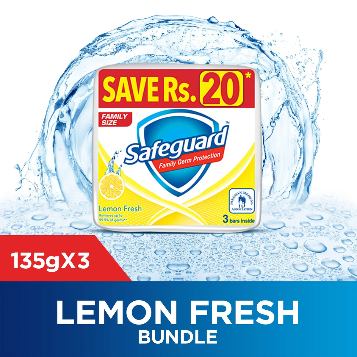 Safeguard Lemon Fresh Soap Bundle (135 gm x 3)